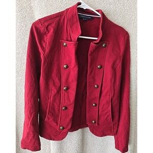 Tommy Hilfiger Military Band Open Jacket Size Medium Button Accents Red Pockets